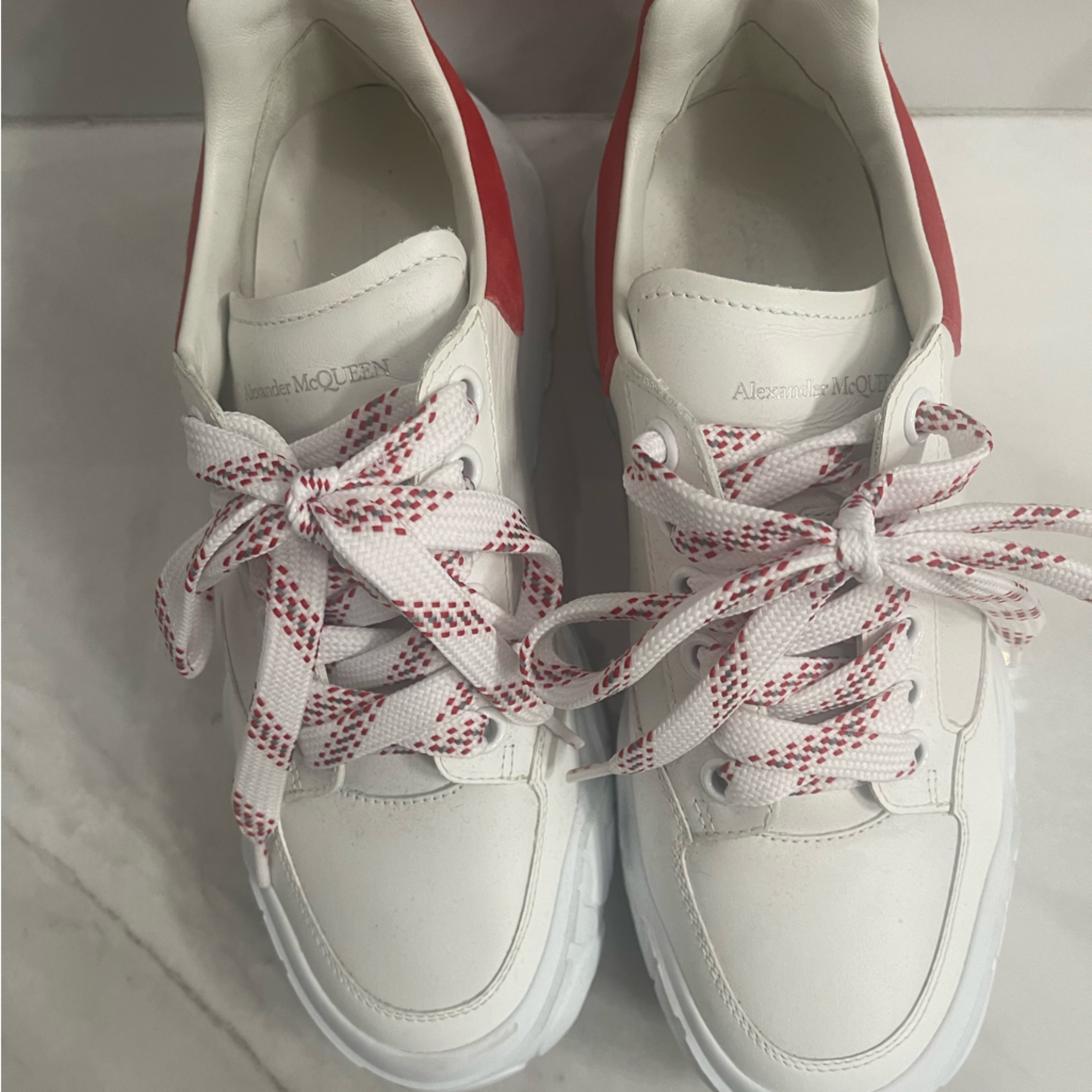 Alexander Mcqueen Leather Court Trainer Sneakers Sz 38
